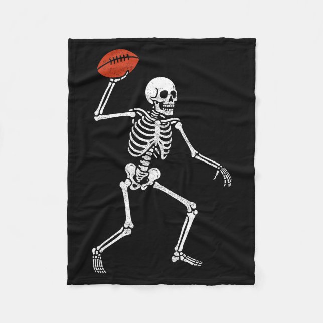 Cobertor De Velo Football Skeleton Playing Football Halloween Skull (Frente)