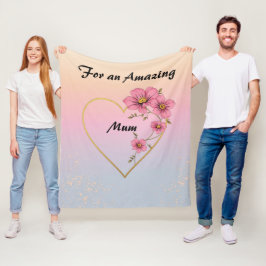 Cobertor De Velo For Mum Pink Floral Gold Heart Mother's day