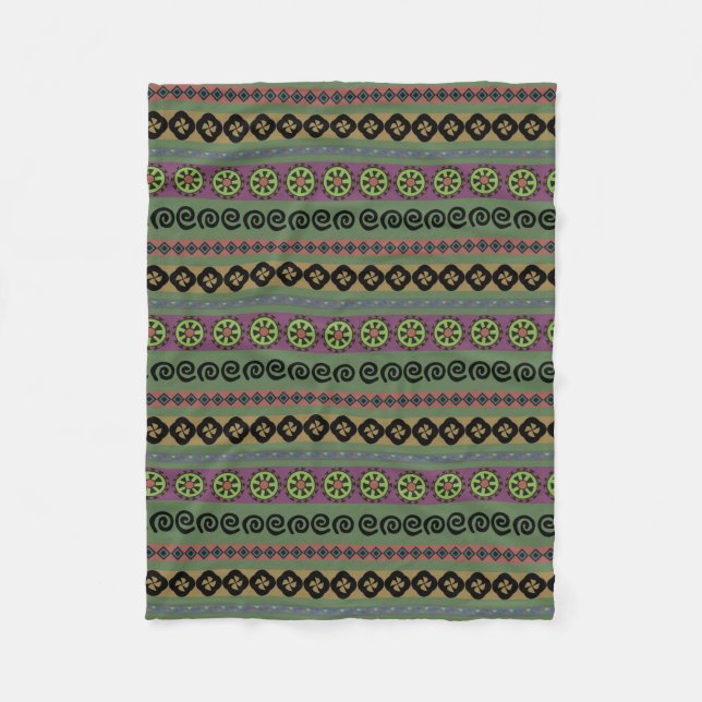 Cobertor De Velo Forest Green Boho Aztec Padrão (Frente)