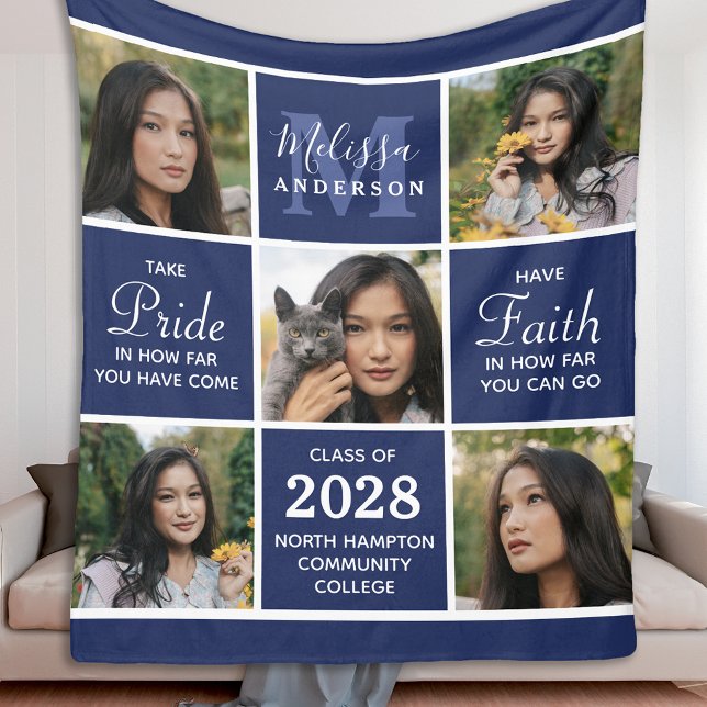 Cobertor De Velo Formando 5 Marinho de Colagem de Fotos Graduação A (Criador carregado)