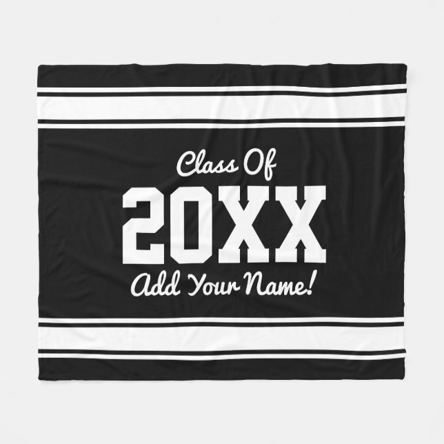 Cobertor De Velo FORMANDO PERSONALIZADO - Ano Stripes Black Fleece  (Frente (Horizontal))