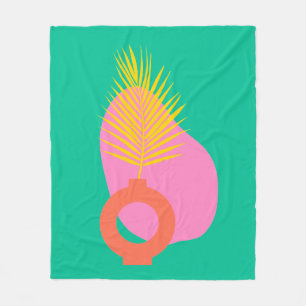 Cobertor De Velo Formas Botânicas Abstratas Boho Coloridas em Verde