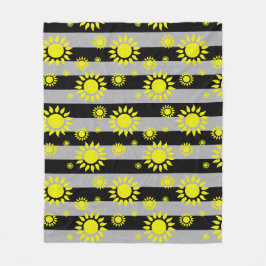 Cobertor De Velo Formas de Abstrato do Sol em faixas de Cinza preta