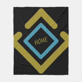 Cobertor De Velo Formas Geométricas Douradas e Turquesas