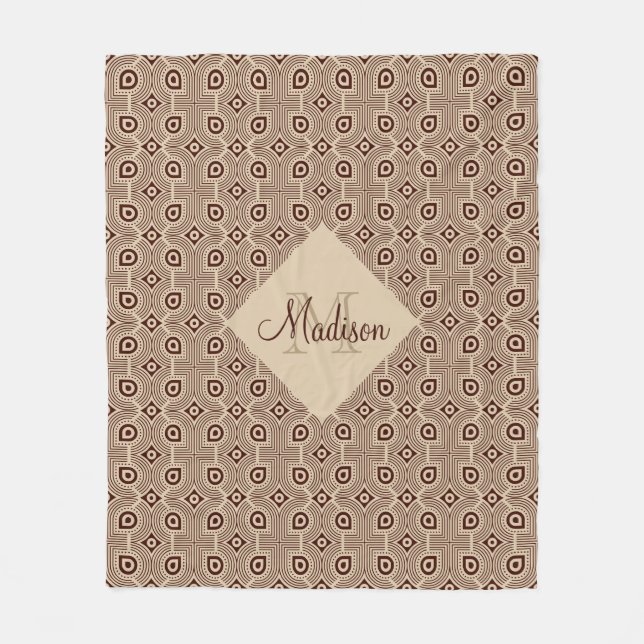 Cobertor De Velo Formas Geométricas Suínas E Castanhas (Frente)