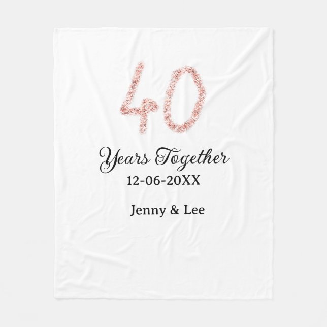 Cobertor De Velo Forty years together black pink glitter bold lette (Frente)