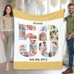 Cobertor De Velo Foto Colagem 50th Birthday Beige White Picture<br><div class="desc">Folheto de Imagem Personalizado para um presente exclusivo de 50º aniversário, com 16 das suas fotografias favoritas. Esta colagem de fotos de na moda tem a forma do número 50 em um fundo branco com areia bege neutra / bordas amarelas mudas e tipografia moderna de bronze. O cobertor também pode...</div>