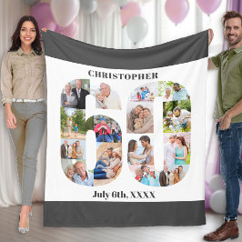 Cobertor De Velo Foto Colagem 60ª Cinza de aniversário Imagem Branc