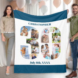 Cobertor De Velo Foto Colagem aniversário de 30 anos Blue Picture