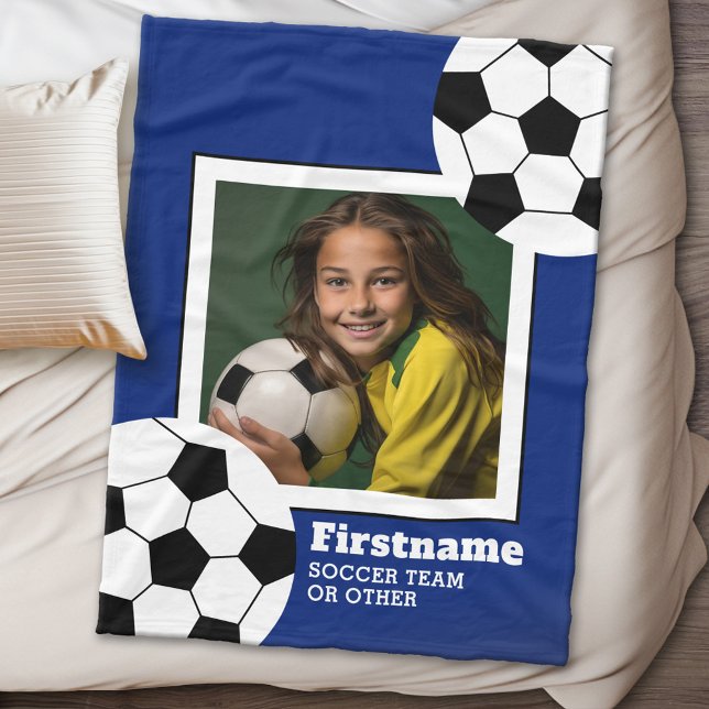 Cobertor De Velo Foto da bola de futebol - Pode editar cor (Personalized fleece blanket - Sports Theme)
