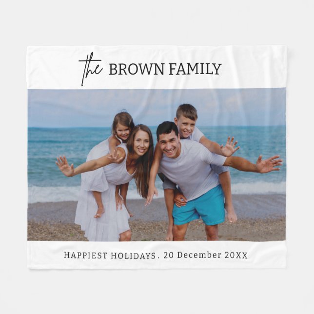 Cobertor De Velo Foto da família personalizada simples e minimalist (Frente (Horizontal))
