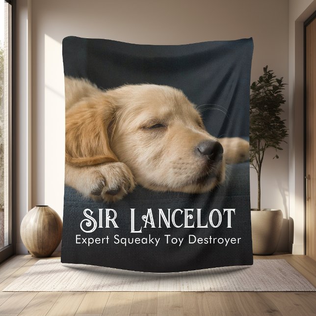 Cobertor De Velo Foto de animal personalizada (Custom Pet Photo Personalized Fleece Blanket 50x60 with Pet Name, Special Talent.)