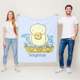 Cobertor De Velo Foto de desenho animado de bebê amarelo-branco