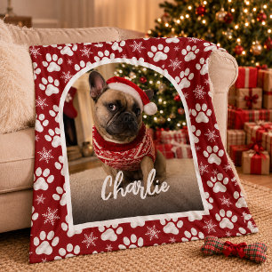 Cobertor De Velo Foto de Natal de Cachorro Fofo