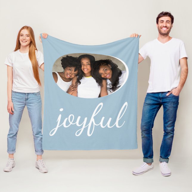 Cobertor De Velo Foto de Natal de Script Azul de Pastel Joyful (In Situ)