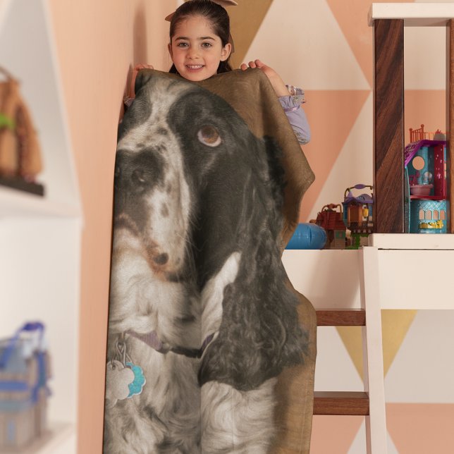 Cobertor De Velo Foto de Pet do Spinger Spaniel Inglês (In Situ Folded)