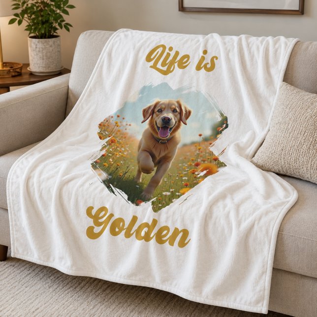 Cobertor De Velo Foto do Golden Retriever A vida é Dourada (Criador carregado)