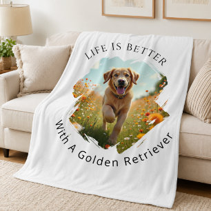 Cobertor De Velo Foto do Golden Retriever A Vida é Melhor