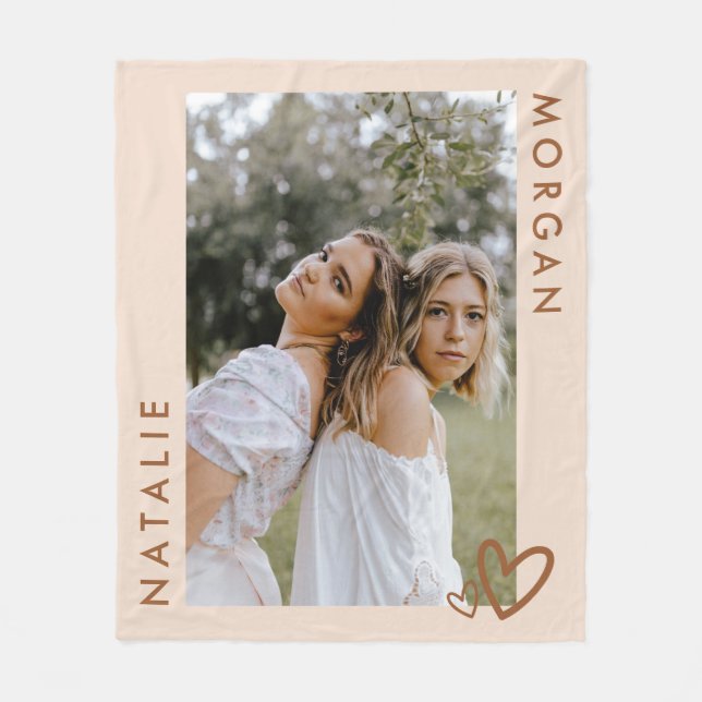 Cobertor De Velo Foto dos melhores amigos personalizados de bege mo (Frente)
