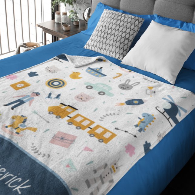 Cobertor De Velo Foto e nome do Menino, Padrão de Crianças Bonitas, (Criador carregado)