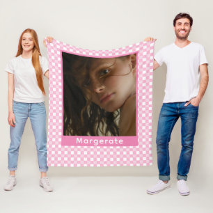 Cobertor De Velo Foto e nome personalizados cor-de-rosa giro