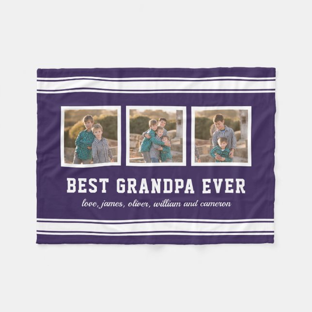 Cobertor De Velo Foto Editável Do Melhor Vovô Já (Frente (Horizontal))