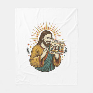 Cobertor De Velo Foto em Grupo com Jesus de Olhos Fechados sem Flat