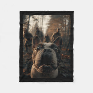 Cobertor De Velo Foto engraçada de um Bulldog Francês com Zumbis no