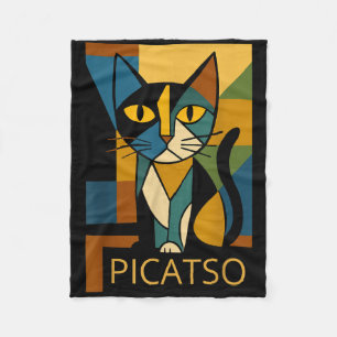 Cobertor De Velo Foto engraçada do gato Picatso - Estilo de Arte Cu