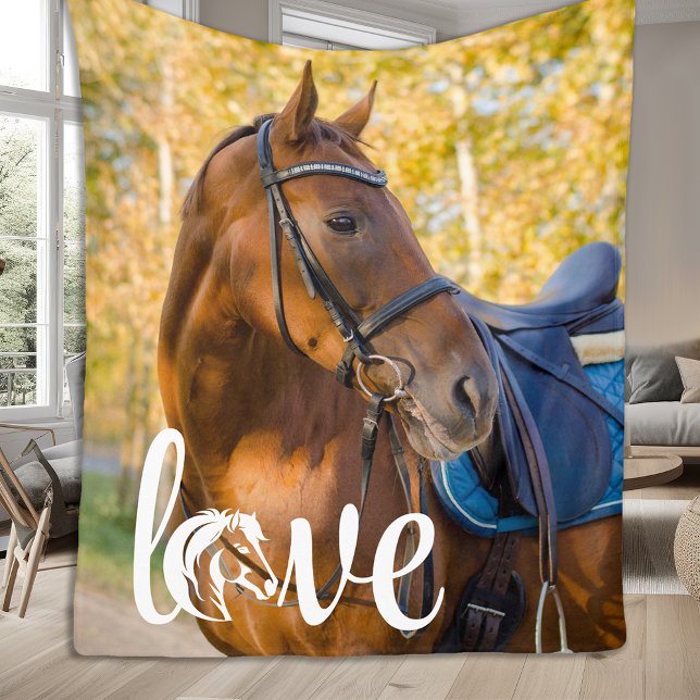 Cobertor De Velo Foto Equestre Personalizada LOVE Equestre (Criador carregado)
