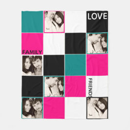 Cobertor De Velo Foto personalizada, cor-de-rosa, turquesa preta