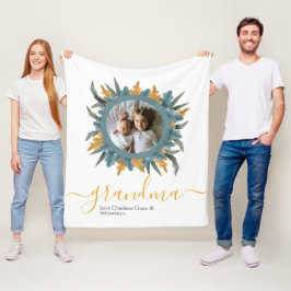 Cobertor De Velo Foto personalizada da coroa laranja verde de Natal