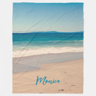 Cobertor De Velo Foto Personalizada da Praia em Azul Água