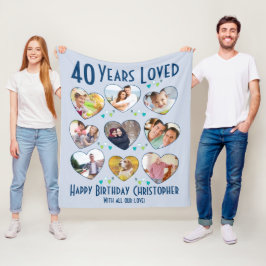 Cobertor De Velo Foto personalizada de 40 anos adorada por aniversá