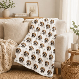 Cobertor De Velo Foto Personalizada de Cachorro com Padrão de Pata