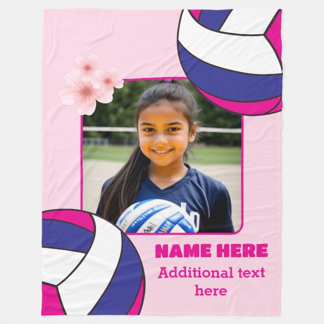 Cobertor De Velo Foto Personalizada de Volei de Menina (Frente)