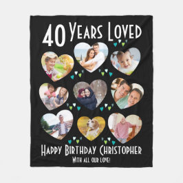 Cobertor De Velo Foto personalizada do coração aniversário de 40 an