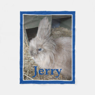 Cobertor De Velo Foto personalizada e nome azul do Rabbit Lover
