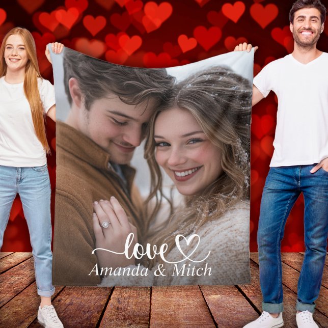 Cobertor De Velo Foto Personalizada E Nomes Casal Amor (Custom Photo And Names Couple Love Fleece Blanket)