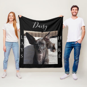 Cobertor De Velo Foto Personalizada Preta Pet Deitado Aqui