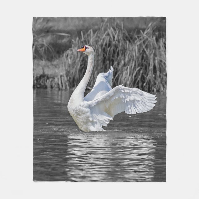 Cobertor De Velo Fotografia em preto-e-branco Swan (Frente)