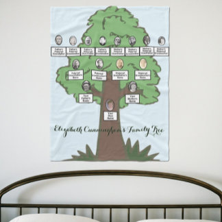 Cobertor De Velo Four Generation Oval Photo Family Tree Drawing