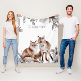 Cobertor De Velo Fox Casal Winter Foliage Christmas Personalizado