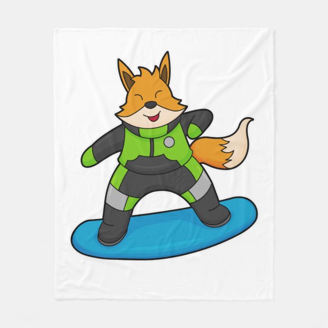 Cobertor De Velo Fox como Snowboarder com Snowboard (Frente)