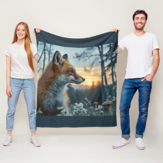 Cobertor De Velo Fox in the flowers