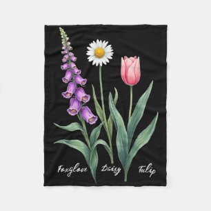 Cobertor De Velo Foxglove Daisy Tulip Flower Design Floral Girl Mãe