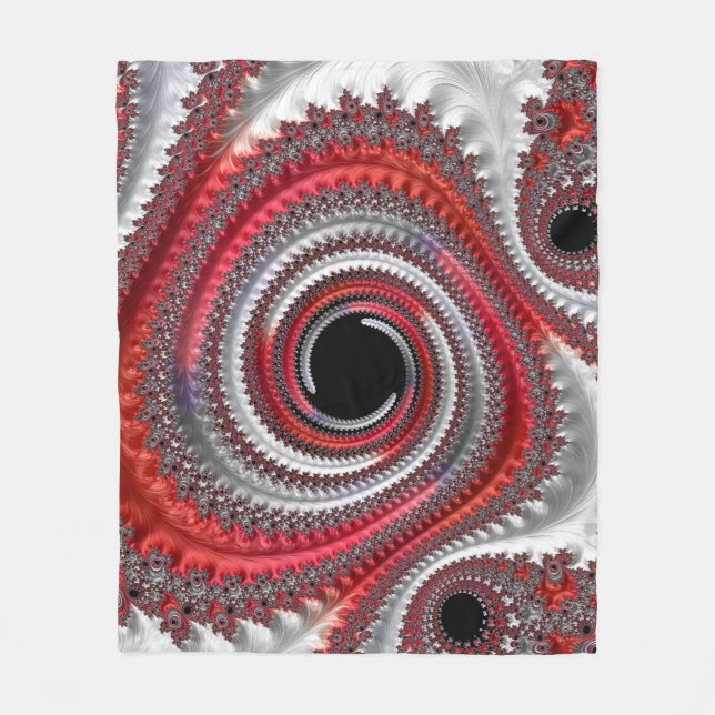 Cobertor De Velo Fractal Espiral Gradiente abstrato Vermelho e Pret (Frente)