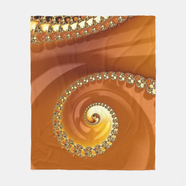 Cobertor De Velo Fractal Espiral Gradiente Laranja Dourado abstrato (Frente)