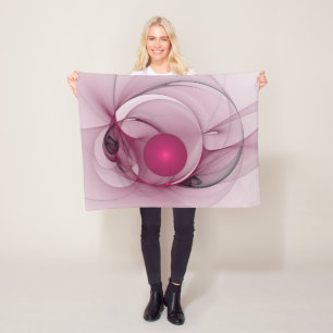 Cobertor De Velo Fractal Sinuoso, Arte Abstrato Moderno Rosa Berry