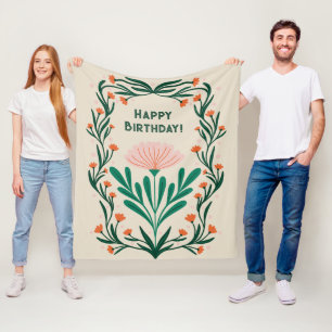 Cobertor De Velo Frame Floral Elegante Feliz Aniversário